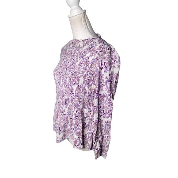 See by Chloe Long Sleeve Paisley Ruffle Top Purple Womens Size 36 US 4 - Picture 7 of 10